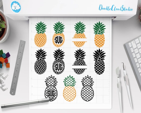 Download Pineapple Svg Monogram Pineapples Svg Pineapple Svg Files For Silhouette Cricut Pineapple Clipart Tropical Summer Paper Cut Template By Doodle Cloud Studio Catch My Party
