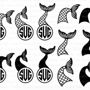 Mermaid SVG, Mermaid Tail SVG Files for Silhouette and Cricut. Mermaid Tail Monogram SVG, Sea Beach Svg, Mermaid Clipart, Birthday Girl Svg.