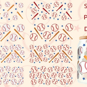 Baseball Svg  Perfect for 16oz Can Glass Wrap. 16oz Glass Can Cut File, Sport Can Glass, Baseball SVG PNG DXF, 8 Designs Baseball Can Glass.