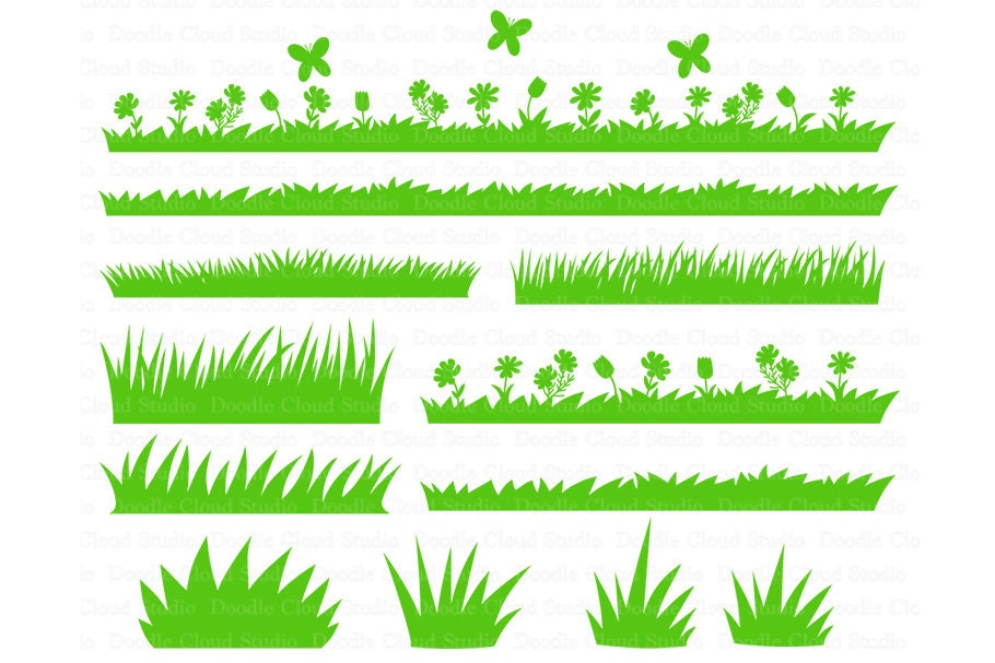 Download Grass Svg Grass And Flowers Svg Files For Silhouette Cameo Etsy