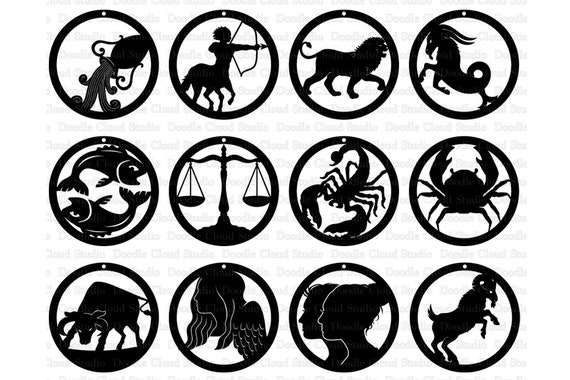 Zodiac Earrings SVG, Earrings Astrology SVG files for Silhouette Cameo and Cricut. Zodiac Pendant svg files, Jewelry. Clipart PNG included. Il_570xn