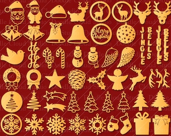 51 Earring SVG Christmas Bundle, Earring Template SVG Files  for Silhouette Cameo and Cricut. Pendant svg, Jewelry Cut Files Christmas.