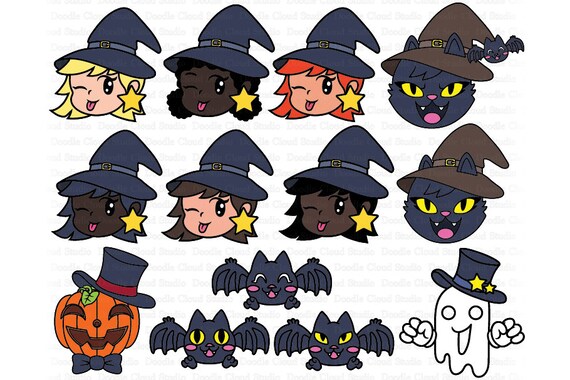 Download Cute Halloween Clipart Svg Halloween Template Bundle Svg Files For Silhouette Cameo And Cricut Pumpkin Ghost Cat Witch Bat By Doodle Cloud Studio Catch My Party