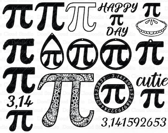 Pi Symbol Mathematics SVG, Happy Pi Day SVG Cut Files, Pi Symbol Mandala Svg, Earring Pi Day, Pi - Pie. Pi Symbol Math Clipart Png Included.