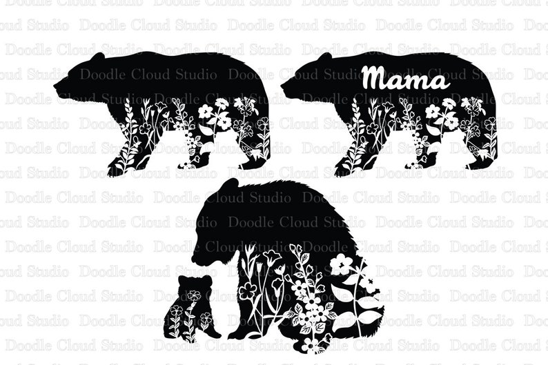 Floral Bear SVG Mama Bear SVG Files for Silhouette Cameo ...