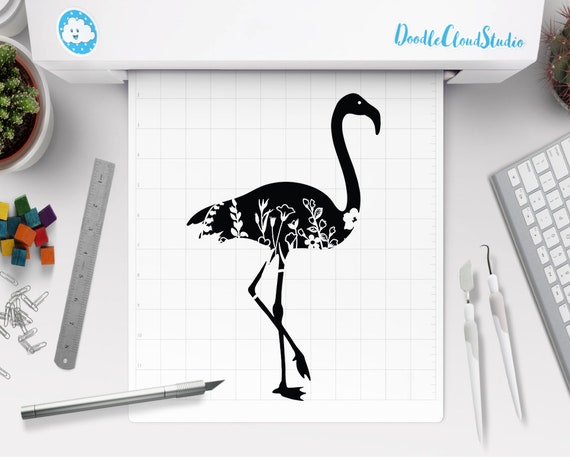 Flamingo SVG, Floral Flamingo SVG Files for Silhouette Cameo & Cricut. Flamingo Flowers, Summer SVG, Floral Flamingo Clipart, Floral Animal Il_570xn