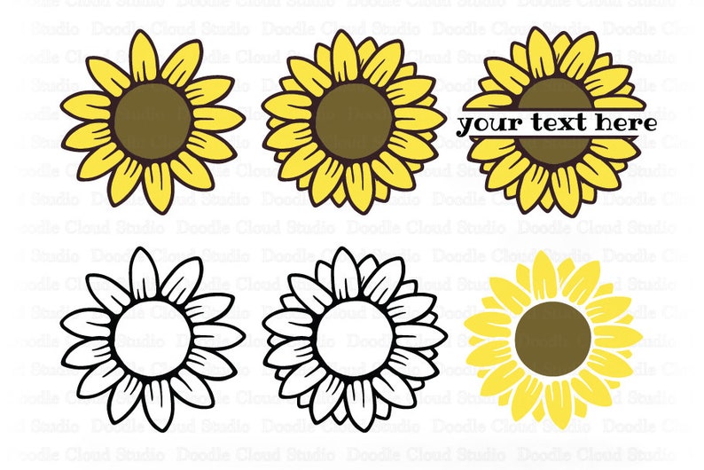 Download Sunflower SVG Sunflower Monogram Split Monogram Half | Etsy