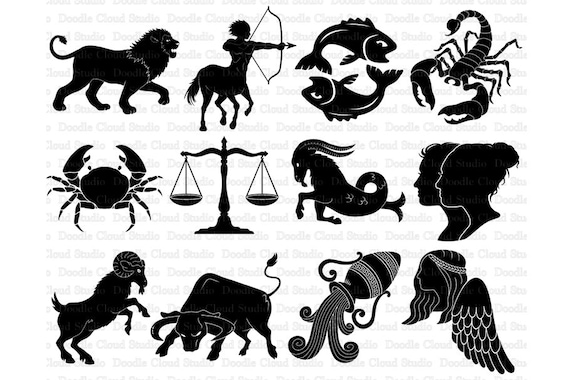 Download Astrology Sign SVG, Zodiac Sign SVG,12 Illustrated Zodiac Sign SVG & Clipart. Files for ...