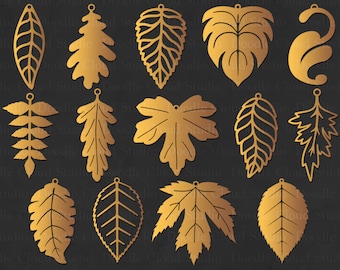 Leaf Earrings SVG, Leaf Tear Drop SVG, Pendant Leaf svg files for Silhouette Cameo and Cricut. Earrings Template .  Clipart PNG included.