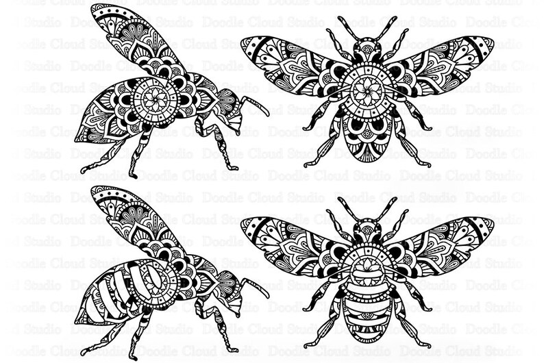 Bee Mandala SVG Mandala Bee SVG Files voor Silhouette en ...