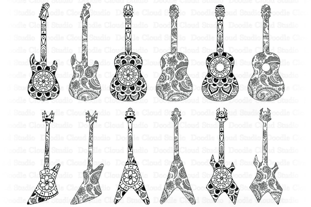 Guitar Mandala SVG, Mandala Guitar SVG Files for Silhouette