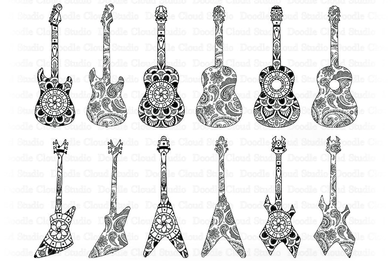 Download Guitar Mandala SVG Mandala Guitar SVG Files for Silhouette ...