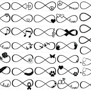 36 Infinity SVG, Infinity Bundle SVG Files for Silhouette Cameo and Cricut. Infinity Symbols, Love Paw Heart  Birds Nurce. Infinity Clipart