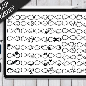 Infinity Stamps Pinceaux pour Procreate et Photoshop. Procreate Tampon et Pinceau. Tampon et pinceau Photoshop. Le symbole de l’infini tamponne les pinceaux.