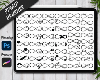 Infinity Stamps Brushes for Procreate and Photoshop. Procreate Stamp and Brush. Photoshop Stamp and Brush. Infinity Symbol Stamps Brushes.