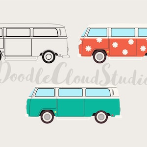 Camper Retro Van SVG and PNG, Groovy Van SVG, Van Svg, Hippie Van Svg files  for Cameo and Cricut, Classic Car Clipart, Vintage Van, Digital