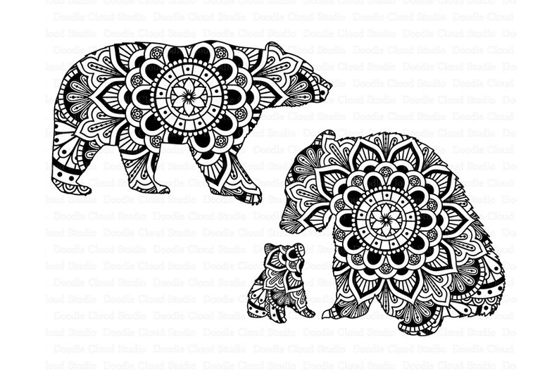Download Mama and Baby Bear Mandala Mandala Bear SVG files for | Etsy