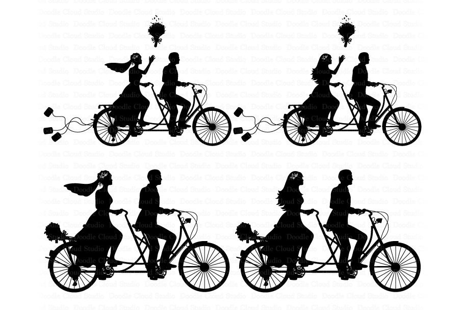 Wedding Tandem Bike Bride and Groom SVG Files for Silhouette - Etsy