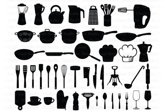 Kitchen SVG Bundle, Kitchen Tools, Baking SVG Files for Silhouette