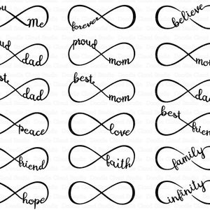 18 Infinity SVG Bundle, Infinity SVG Files for Silhouette Cameo and Cricut. Infinity Love, Family, Forever. Infinity Clipart PNG included.