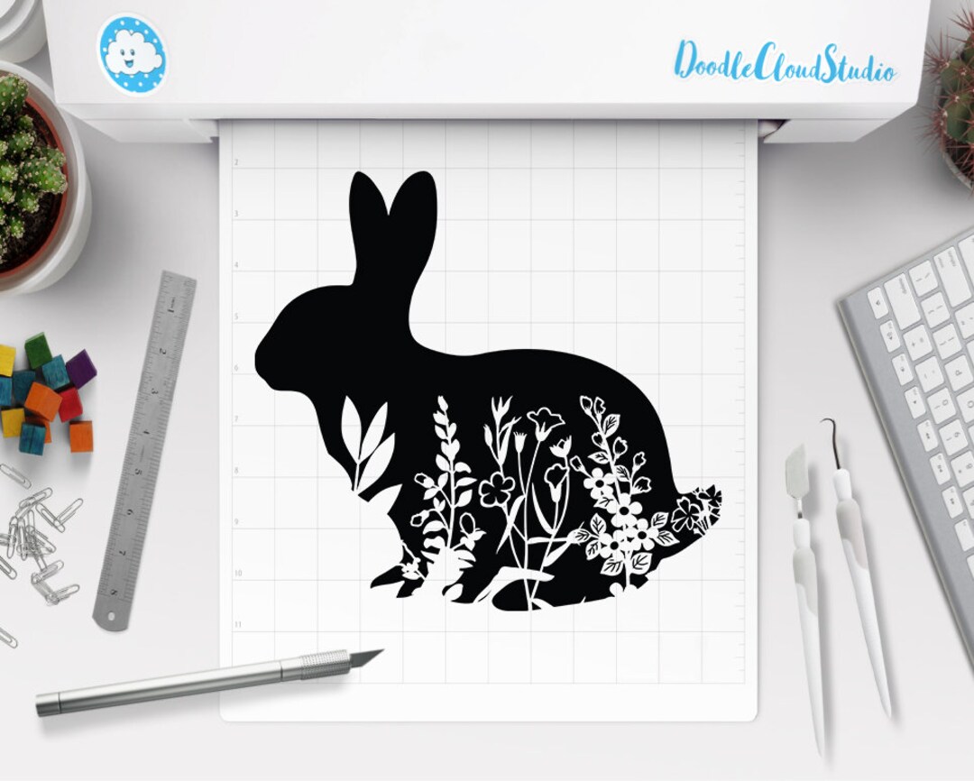 Floral Rabbit SVG, Floral Bunny SVG Files for Silhouette Cameo & Cricut ...