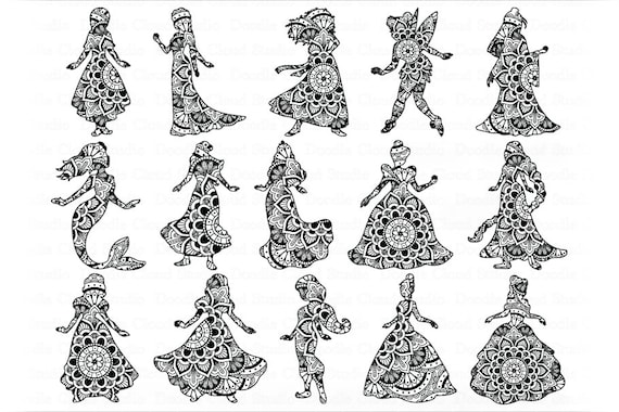 Download Princess Mandala Svg Princesses Bundle Mandala Svg Files For Silhouette And Cricut Princess T Shirt Princess Clipart Princess Birthday By Doodle Cloud Studio Catch My Party