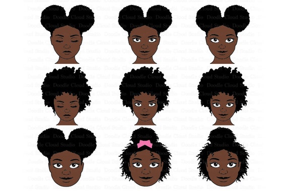 Download Afro Girl Svg Bundle Afro Woman Svg Files For Silhouette Cameo And Cricut Afro Puffs Girl Black Woman Natural Hair Clipart Png Included By Doodle Cloud Studio Catch My Party