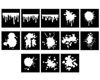 Splatter Stencil, Paint Splatter Bundle, Dripping Paint Digital Stencil, Digital Stencil Templates. Dripping Liquid, Stencil Digital.