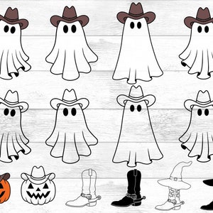 Cowboy Ghost SVG PNG, Cowboy Ghost Halloween, Cute Ghost Clipart, Ghost Shirt Png, Halloween Shirt Svg, Spooky Season SVG, Western Ghost.