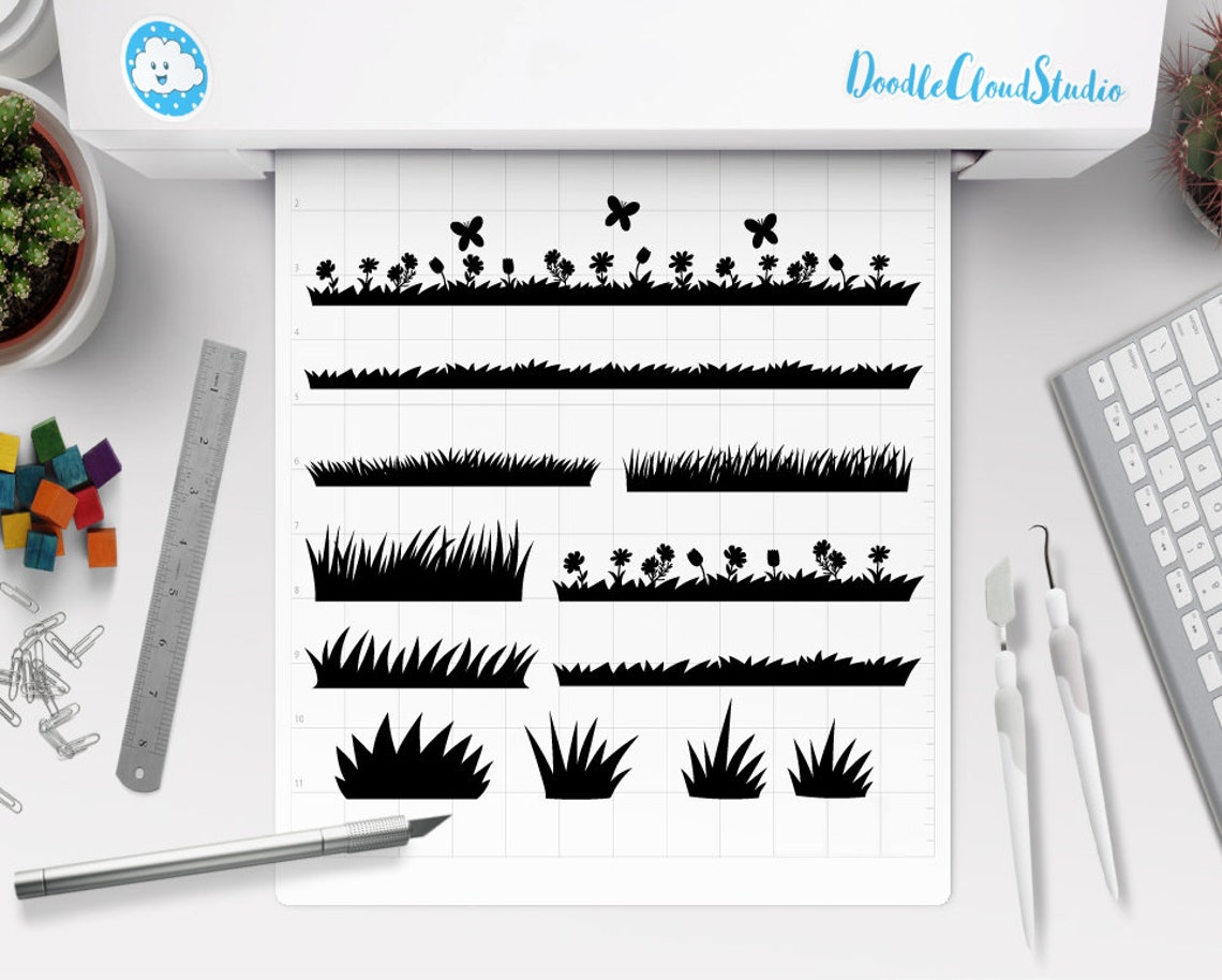 Grass SVG Grass and Flowers SVG Files for Silhouette Cameo | Etsy Canada