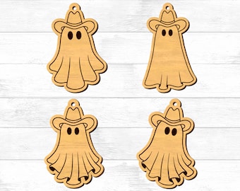 Niedliche Cowboy Geist Ohrringe SVG-Dateien für Laser Cutter und Glowforge, Laser gravierte Datei, Cowboy Geist Schmuck Schnittdateien, Halloween Ohrring