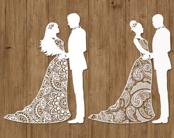 Wedding Mandala SVG, Bride and Groom Clipart (Digital Files)
