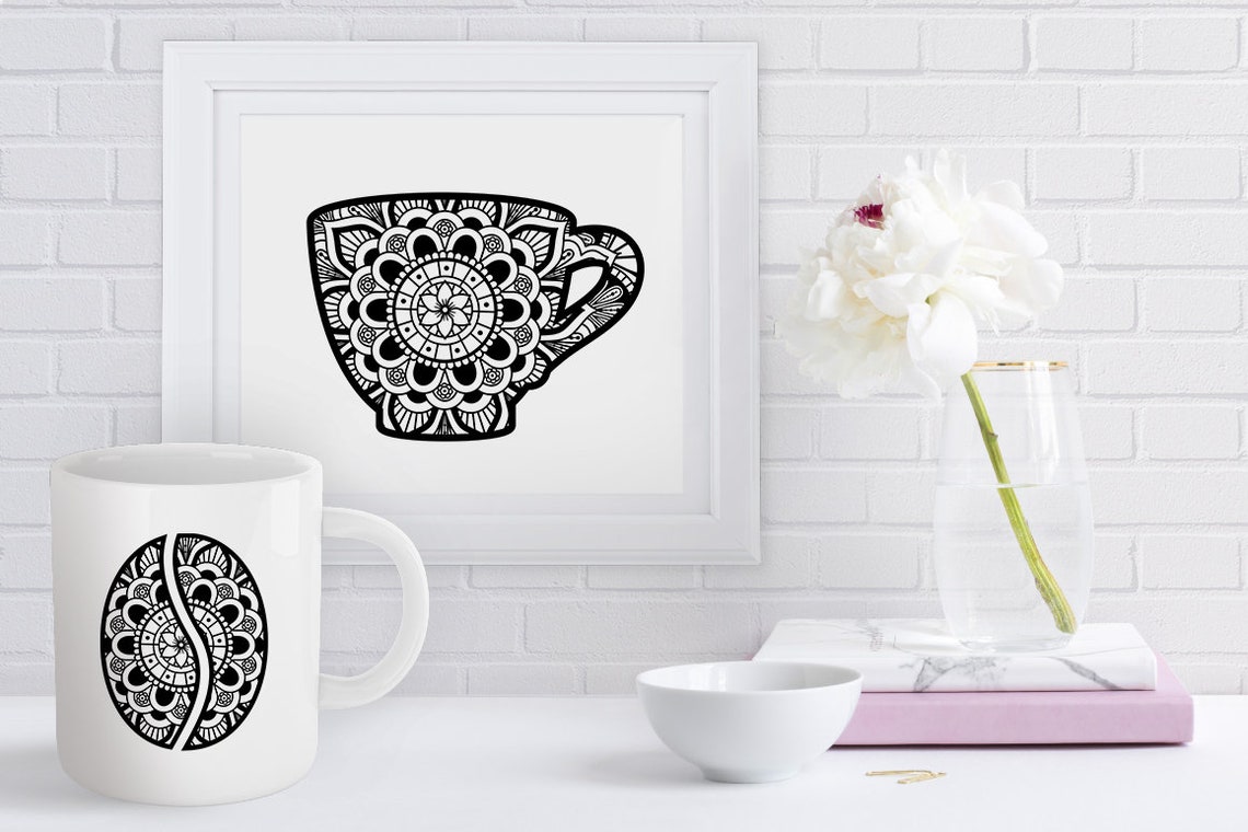 Coffee Bundle Mandala SVG Coffee Cup Mandala Files for Etsy
