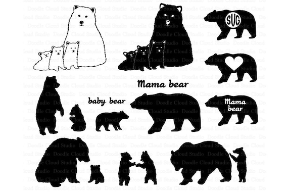 Bear Svg Bear Family Svg Bears Svg Files For Silhouette Cameo And Cricut Mama Bear Baby Bear Bear Cubs Svg Bear Clipart Png Included By Doodle Cloud Studio Catch My Party