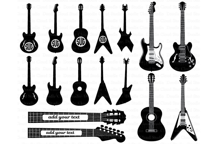 Download Guitar SVG Guitar Monogram svg files for Silhouette Cameo ...