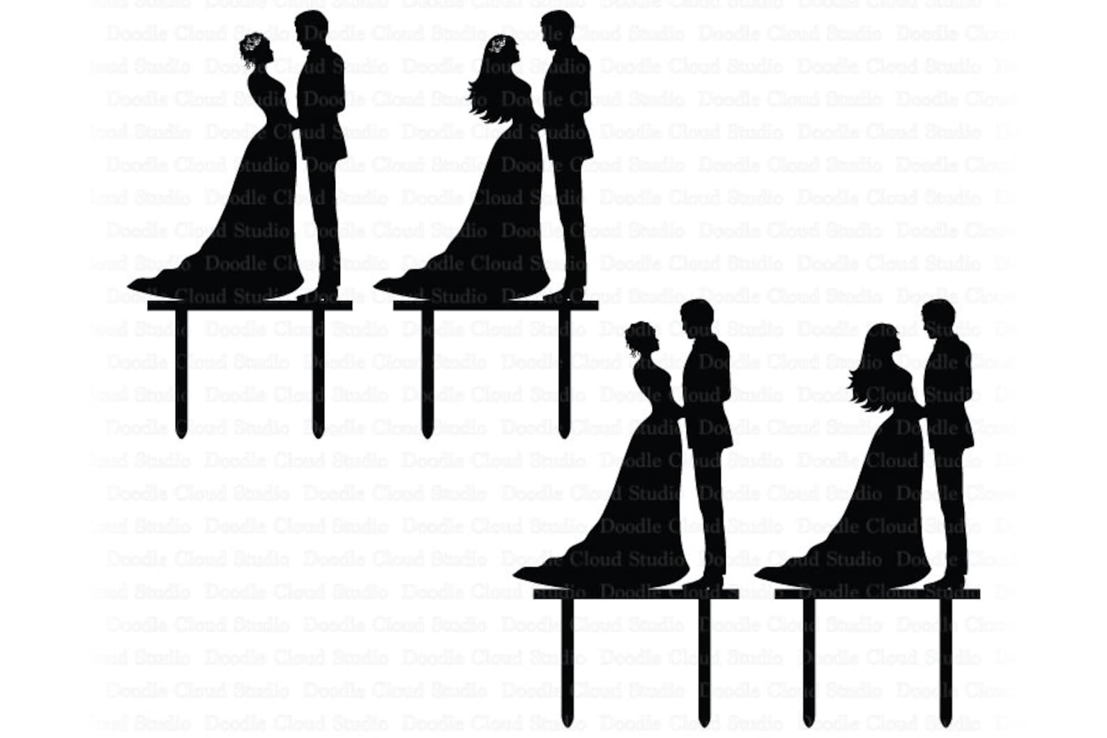 Couple Cake Topper SVG, Bride and Groom SVG Files for Silhouette Cameo ...