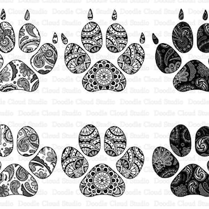 Paw Mandala SVG, Zentangle Paw SVG, Cat Paw Mandala, Dog Paw Mandala voor Silhouette Cameo en Cricut. voor persoonlijk en commercieel gebruik.
