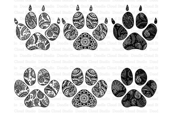 Paw Mandala Svg Zentangle Paw Svg Cat Paw Mandala Dog Paw Mandala For Silhouette Cameo And Cricut For Personal Commercial Use By Doodle Cloud Studio Catch My Party