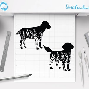 Floral Dog SVG, Dog Files for Silhouette Cameo and Cricut. Floral Animal,Floral Dog Silhouette SVG, Dog With Flower, Wildflower Dog Clipart.