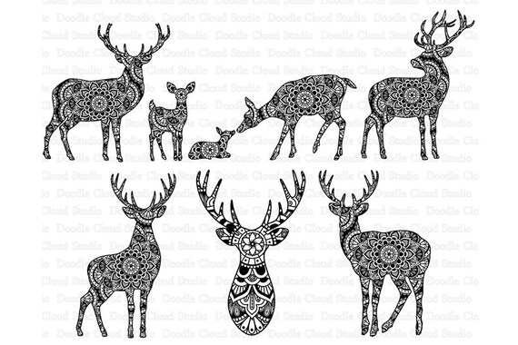 Deers Mandala SVG, Mama and Baby Deer Mandala, Mandala Stag SVG files