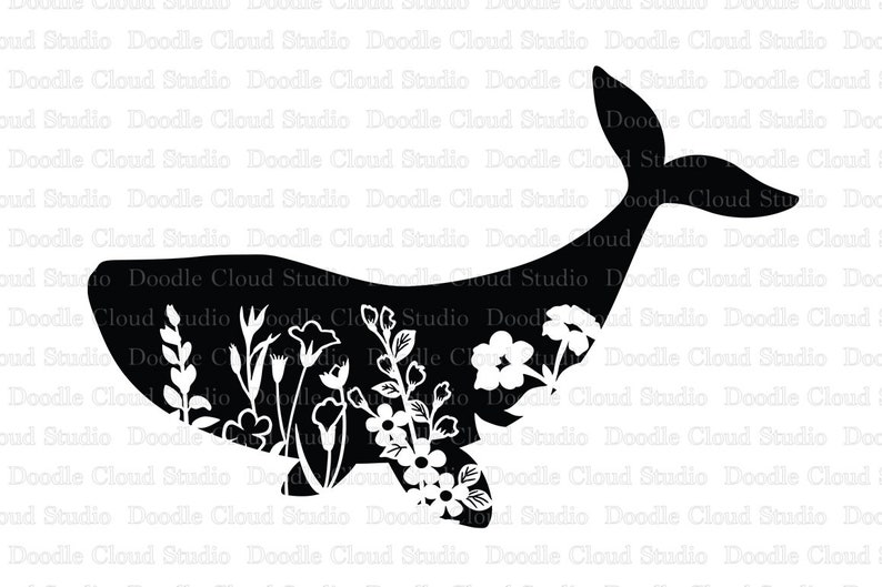 Download Whale SVG Floral Whale SVG Files for Silhouette Cameo and ...