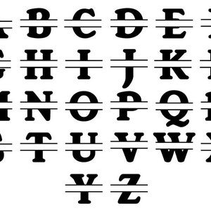Split Monogram Alphabet SVG, Split Monogram Letters Cut Files for Silhouette  Cameo and Cricut, Split Font Alphabet A to Z SVG Letters Split