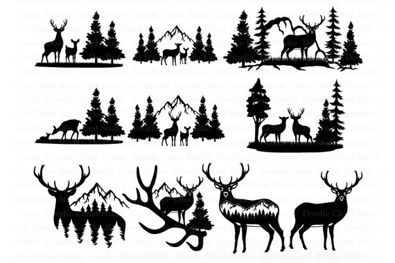 Free Free 153 Mountain Deer Scene Svg SVG PNG EPS DXF File