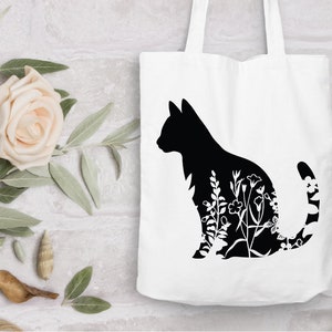 Floral Cat SVG, Cat SVG Files for Silhouette Cameo & Cricut.Floral Animal,Floral Cat Silhouette SVG, Cat With Flower, Wildflower Cat Clipart image 6