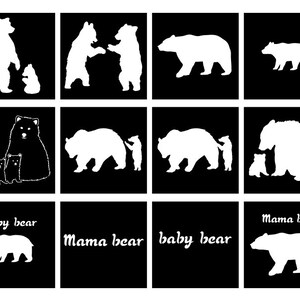 Bears SVG Digital Stencil, Bear Stencil, Bear Family Stencil SVG, Digital Stencil Templates. Mama Bear Stencil SVG, Baby Bear Stencil.