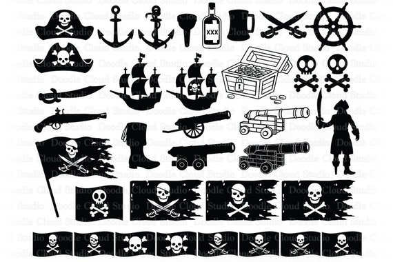 Download Pirate Bundle Svg Pirate Svg Files For Silhouette Cameo And Cricut Jolly Roger Pirate Ship Pirate Flag Pirates Clipart Png Included By Doodle Cloud Studio Catch My Party