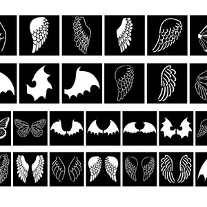 26 Angel Wings digitale stencil, vlindervleugel stencil digitale sjablonen SVG PNG, snijbestanden voor silhouet en Cricut, vleermuis, vogelvleugels.