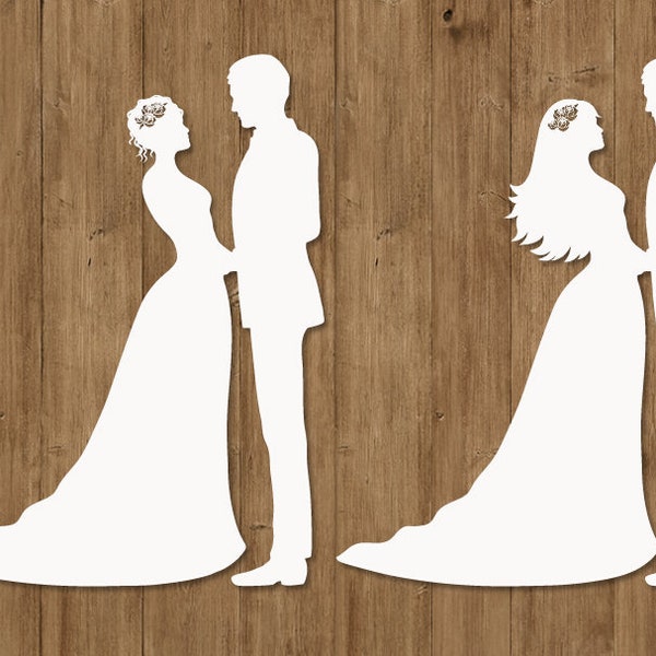 Wedding SVG, Bride and Groom SVG Files for Silhouette Cameo and Cricut. Wedding Couple. Married Couple, Wedding Clipart PNG included.