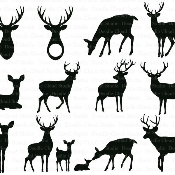 Deers SVG, Mama and Baby Deer, Deer Monogram svg, Deer SVG files for Silhouette Cameo and Cricut.  Deer  for Personal & Commercial Use.