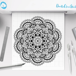 Mandala SVG DXF, Mandala Zentangle, Mandala SVG-Dateien für Silhouette Cameo und Cricut. Mandala Eisen auf Transfe. Mandala Clipart Png enthalten